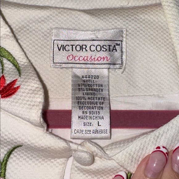 White and Pink Floral Vintage Embroidered Spring Trench Coat - Picture 7 of 9